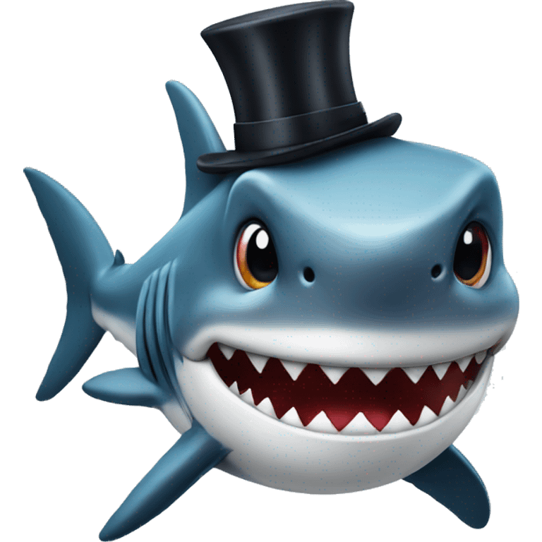 Shark with a top hat emoji