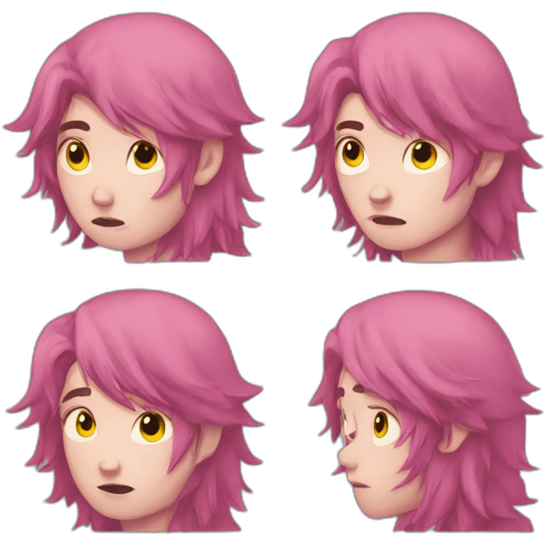 werewolf sad emo planck pink long hair emoji