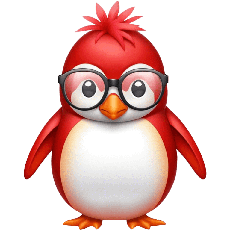 Red penguin with glasses emoji