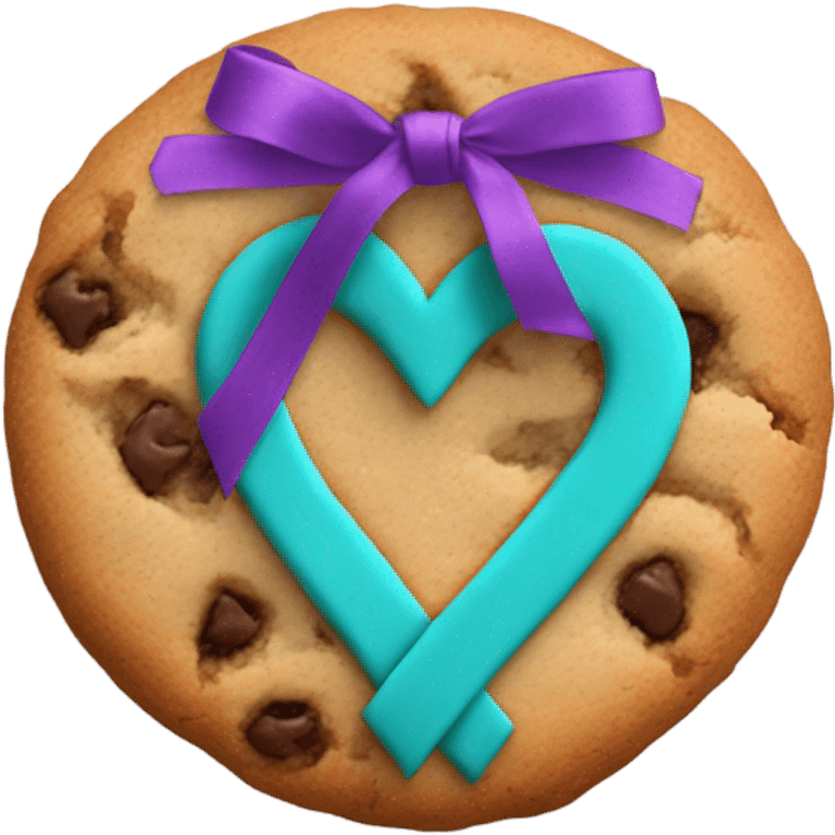 Cookie heart with purple teal awareness ribbon loop emoji