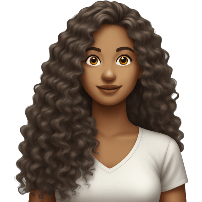 Realistic Brazilian young pretty women with a long curly hair  emoji