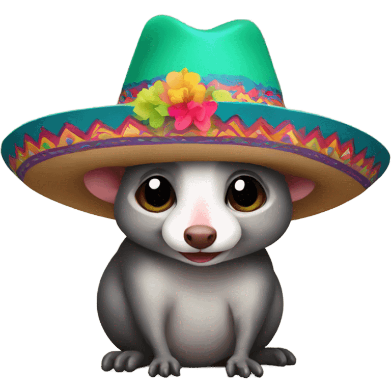 Possum with colorful sombrero emoji