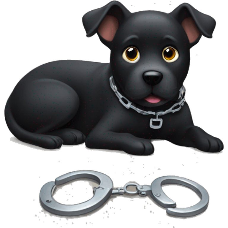 black dog in handcuffs emoji