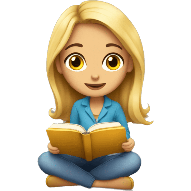 Una chica leyendo un libro cute emoji