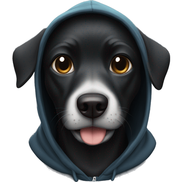 Black dog wearing a hoodie emoji