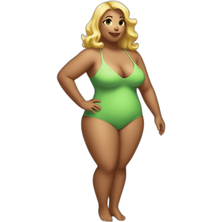 Slim-Thicc woman swimsuit posing full body (blonde, perfect body, hourglass figure) emoji