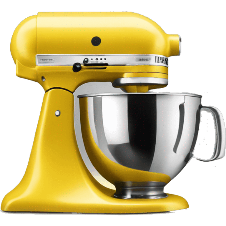 Realistic yellow kitchenaid mixer isolated.  emoji