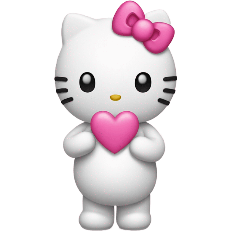 Hello kitty holding a pink heart emoji