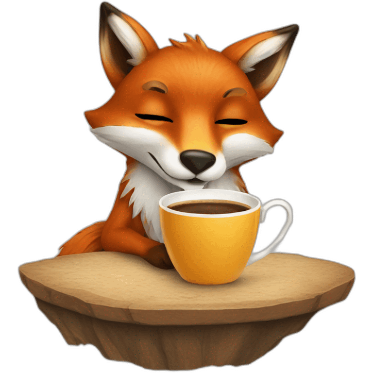 fox drinking coffee emoji