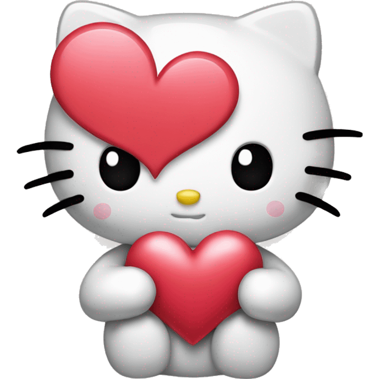 Hello kitty holding a heart emoji