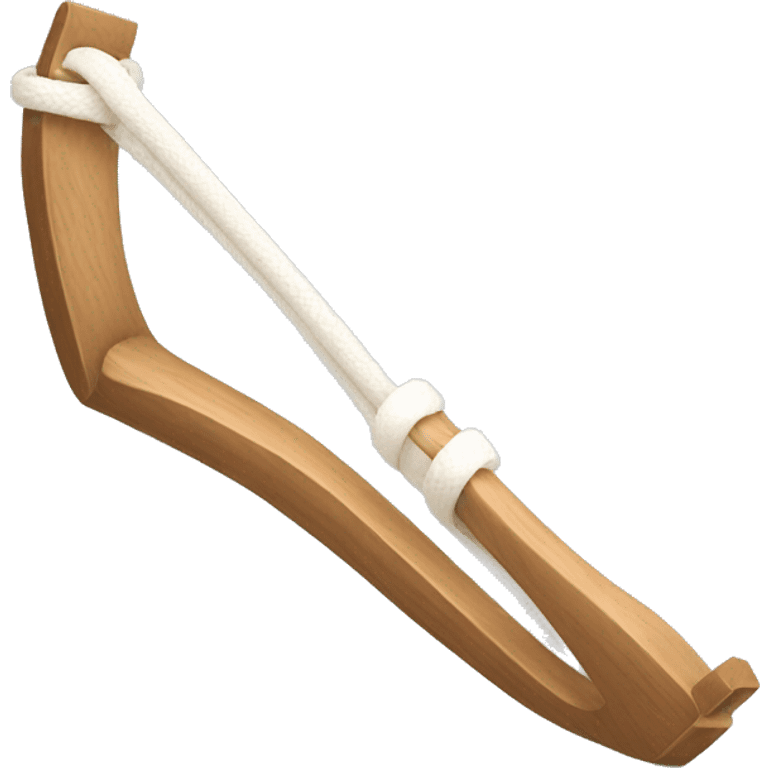 wooden y shaped slingshot with white elastic rubberband emoji