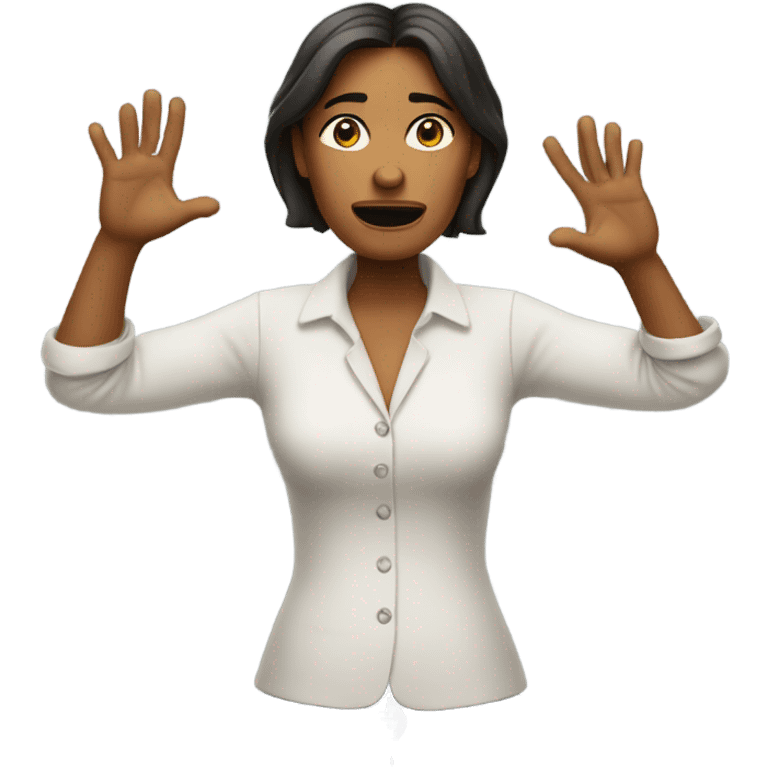 woman in shrugging hands incensed emoji