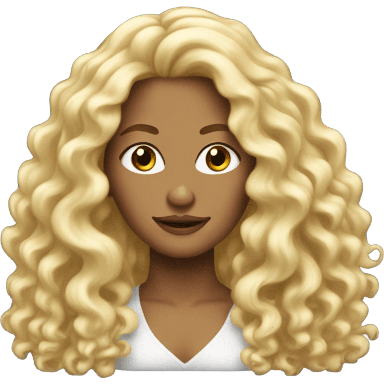 Flamboyant white woman, long blonde hair, curly hair, blonde hair emoji