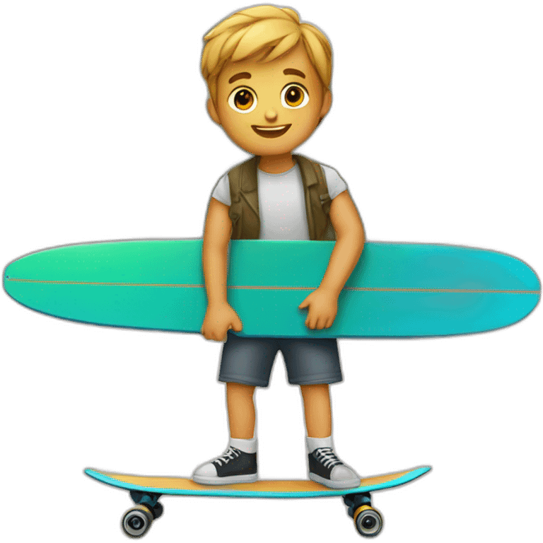 handsome guy with a longboard  emoji