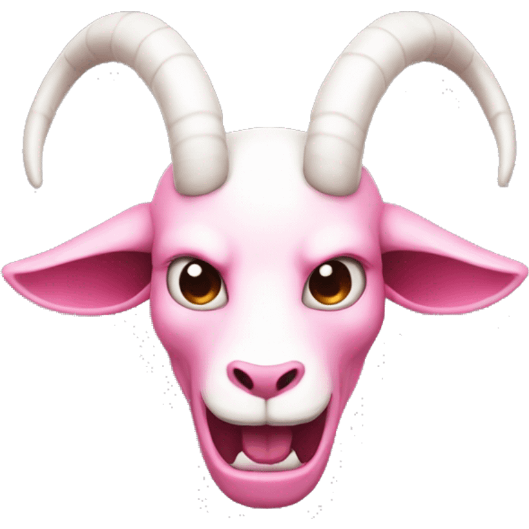 Pink and white demon with long horns like a goat emoji