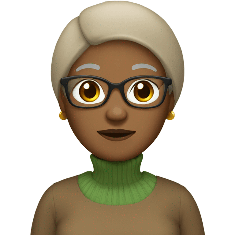 Black elderly woman with a green sweater and light brown beani who is slightly overweight  emoji