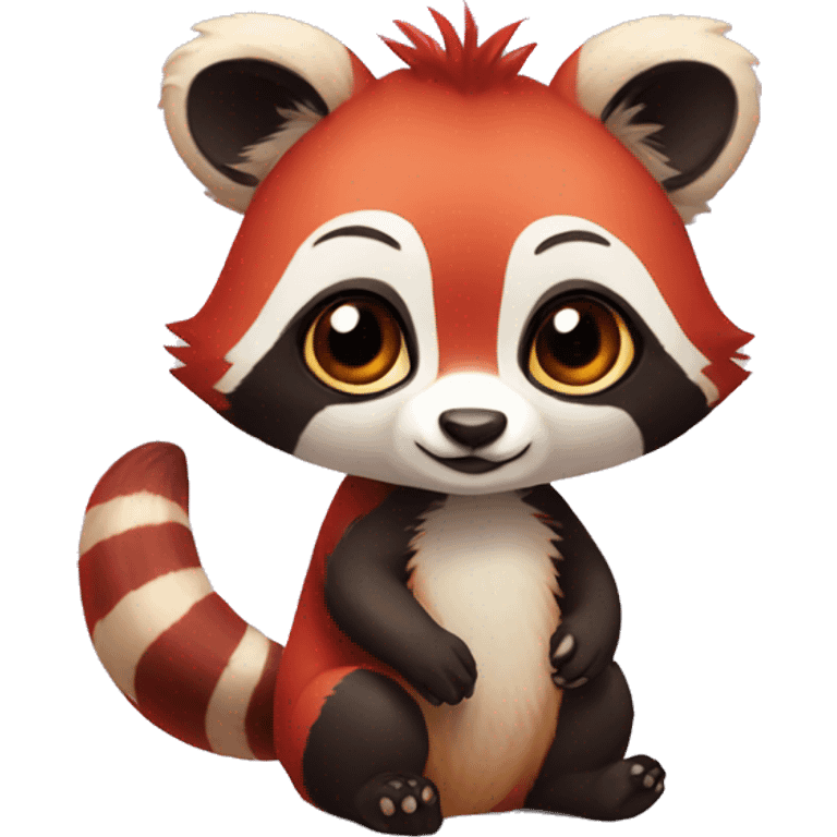 Cute red raccoon-panda-lemur-hybrid full body emoji