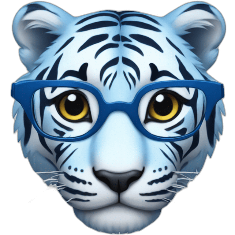 Blue tiger with glasses emoji