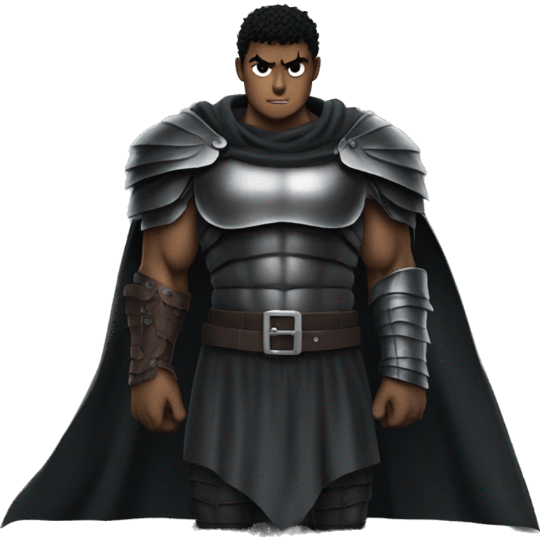 Guts from Berserk shows his biceps, black armor and cape emoji