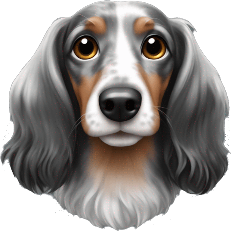 long-haired black and merle dachshund emoji