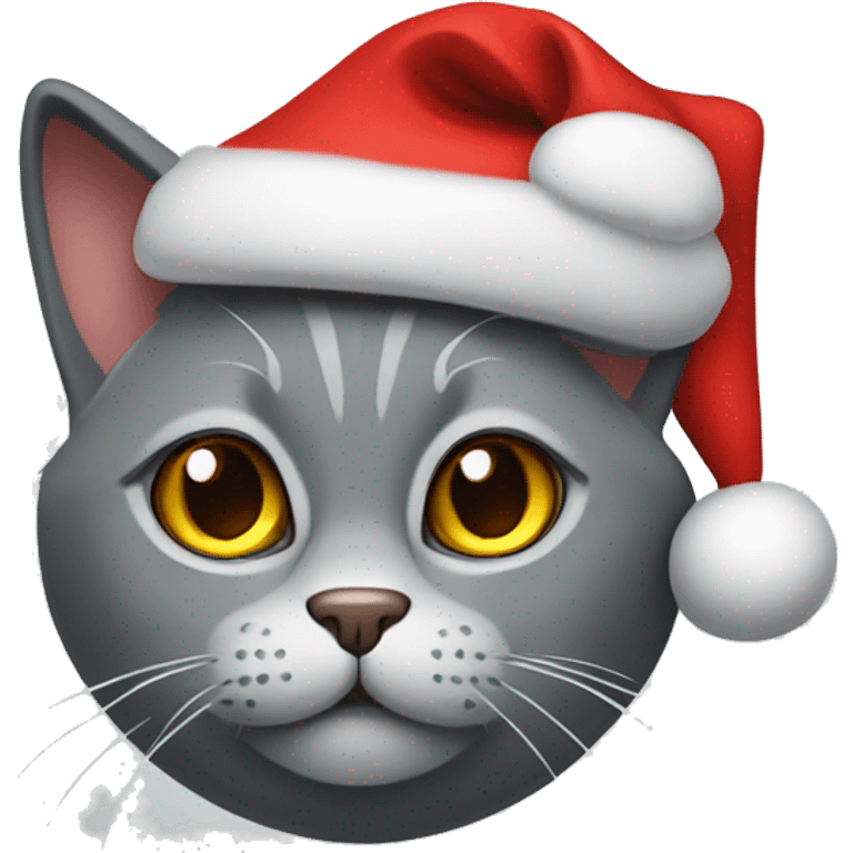 Gray cat wearing Santa hat emoji