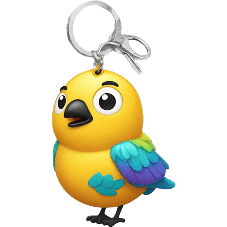 an expensive keychain with a happy bird imprint on it  emoji