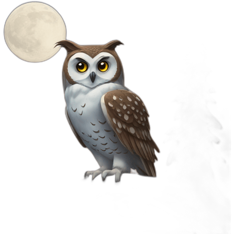 Owl in front of the moon emoji