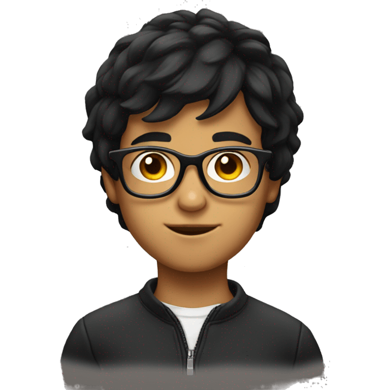 boy with black hair portrait with glasses  emoji