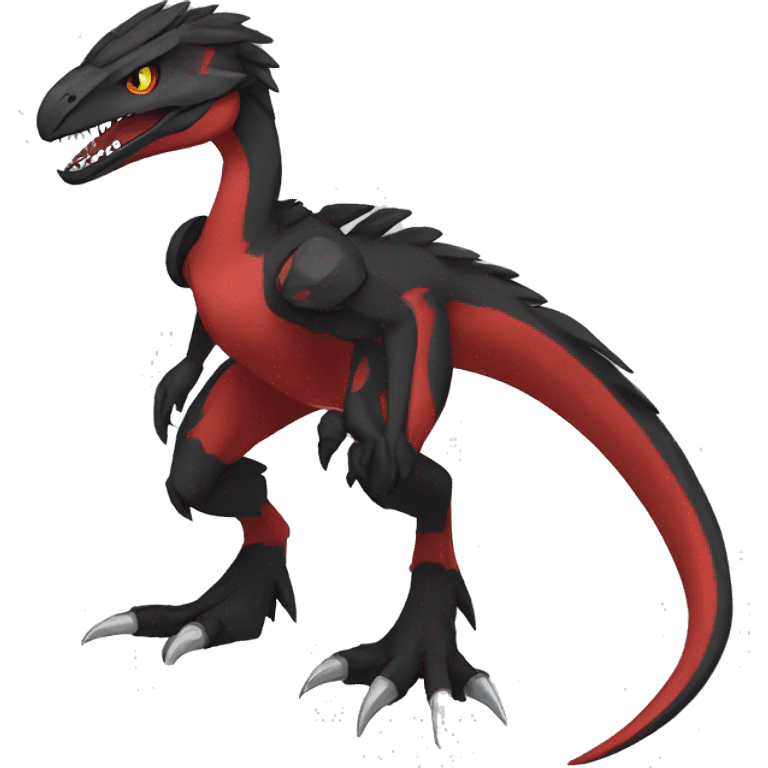  Cool Edgy Black Red Digimon-Fakemon-Velociraptor full body emoji