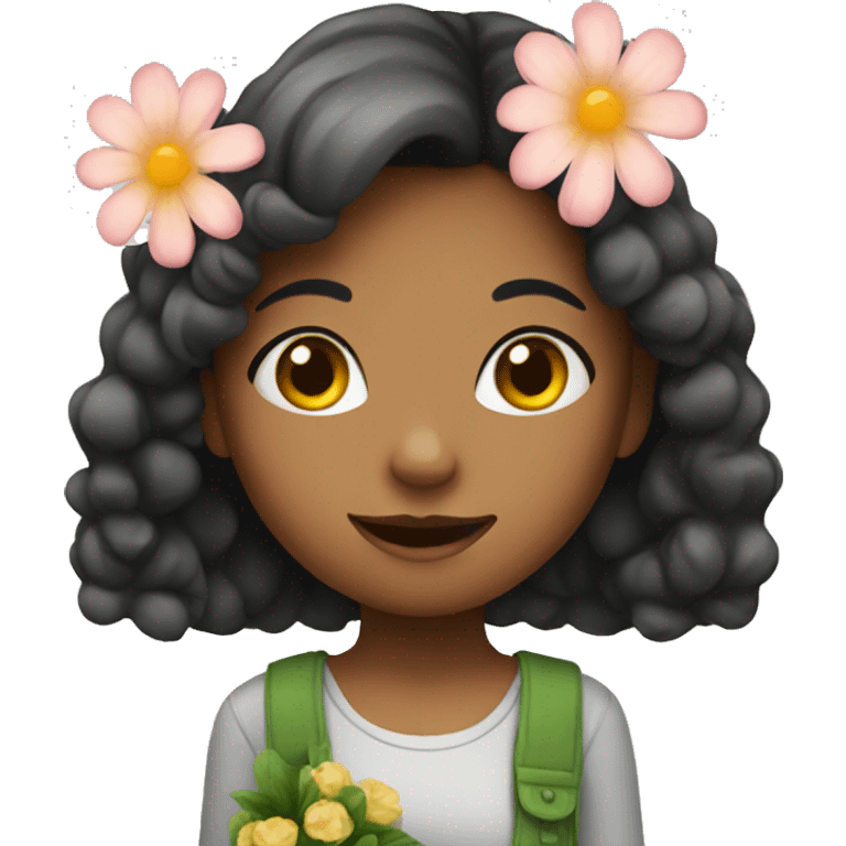 girl with flower emoji