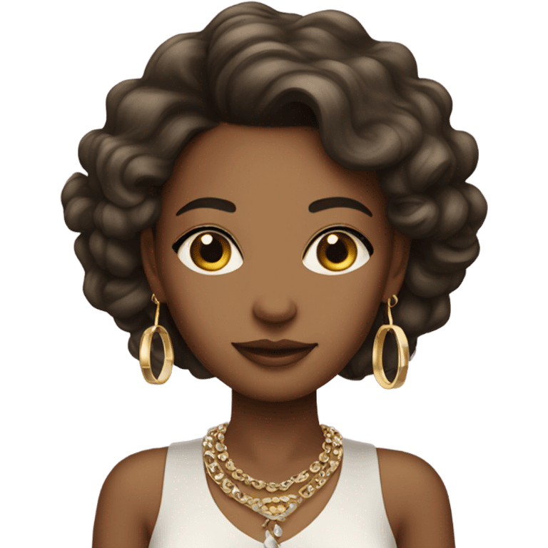 stylish medium-skinned girl with jewelry and hoop earrings emoji