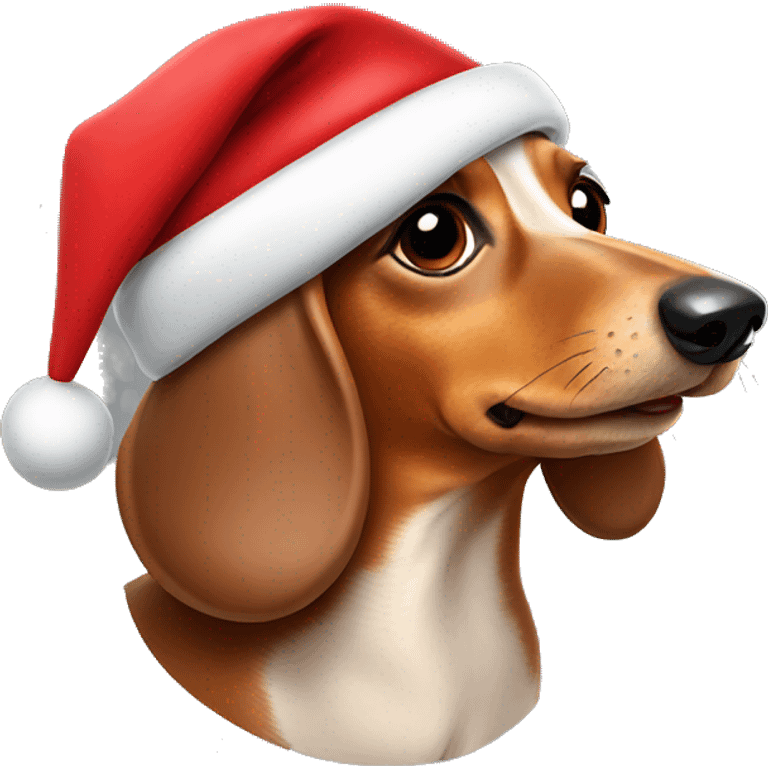 Wiener dog with Santa hat  emoji