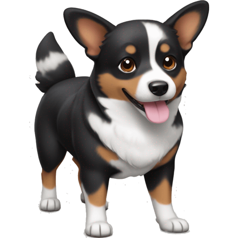 cute black corgi and mix dog with a white muzzle emoji