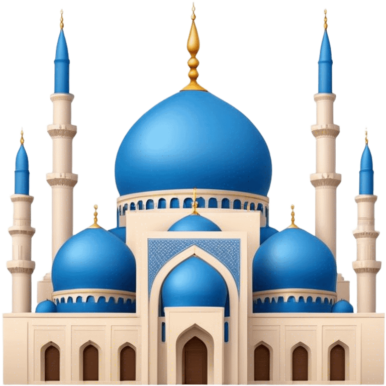 Realistic Mohammad Al-Amin Mosque Landmark Emoji, highlighting its striking blue dome, tall minarets, and elegant Arabic calligraphy. emoji