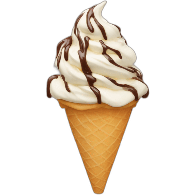 Vanilla chocolate swirl soft serve in a cake cone emoji