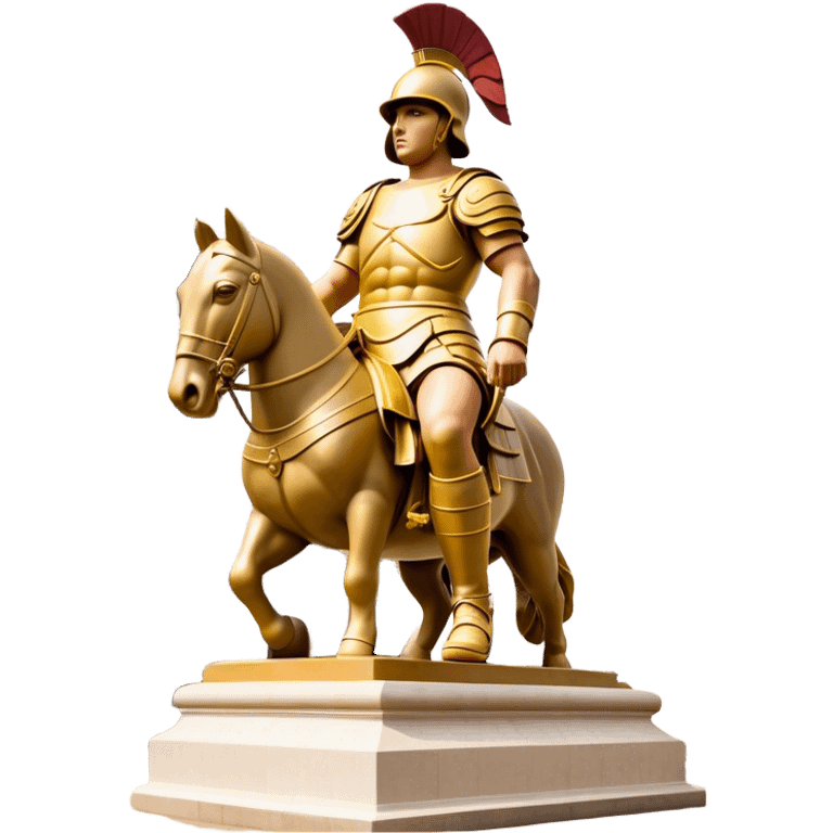 Cinematic Realistic Roman Soldier Statue at Botero Square Landmark Emoji, depicted as a striking, larger-than-life sculpture rendered with rich detail and dynamic, urban lighting. emoji