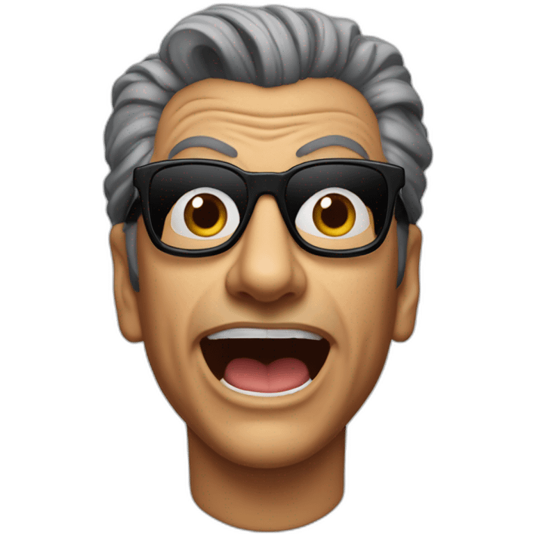 jeff goldblum with dark glasses in his hands and surprised face emoji