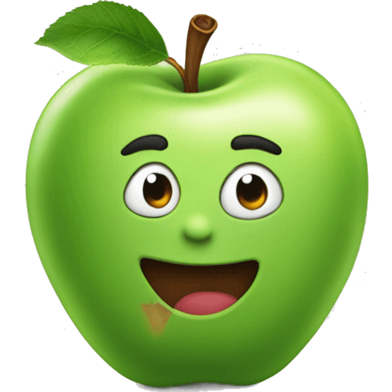 green apple that says brat on it emoji