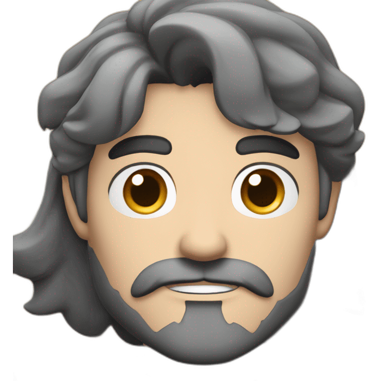 Cartoon, male, heroic, black hair, grey temples, thick mustache, square jaw, red costume, white chest, silver shoulders, white sleeves emoji