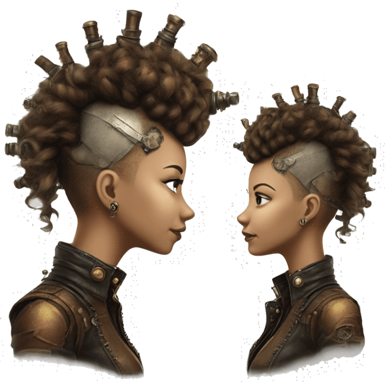 Photorealistic steampunk profile mohawk Caucasia girl emoji