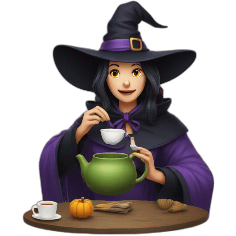 Witch drinking tea emoji