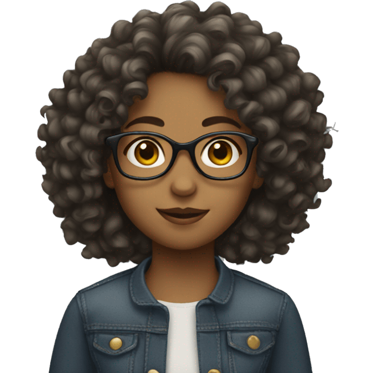 girl with glasses and curly hair  emoji