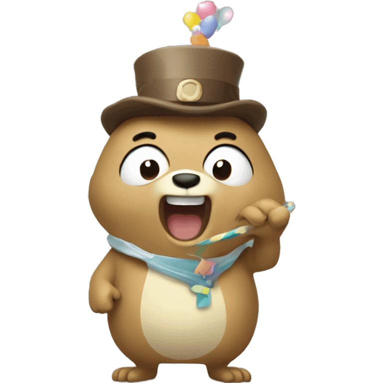 party gopher golang with gl emoji