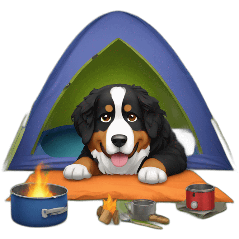 bernese mountain dog camping emoji