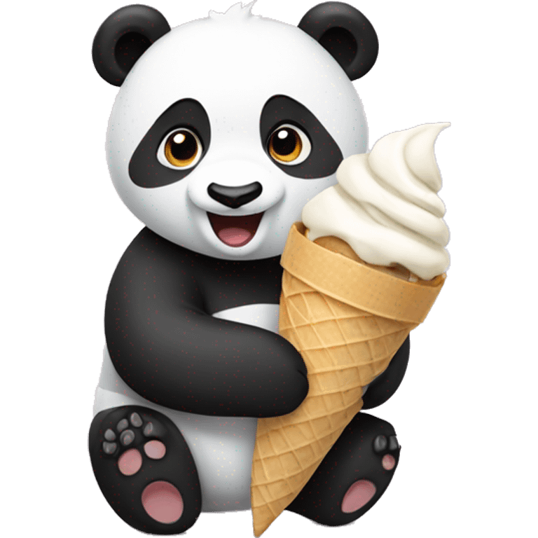 Panda eating ice cream emoji