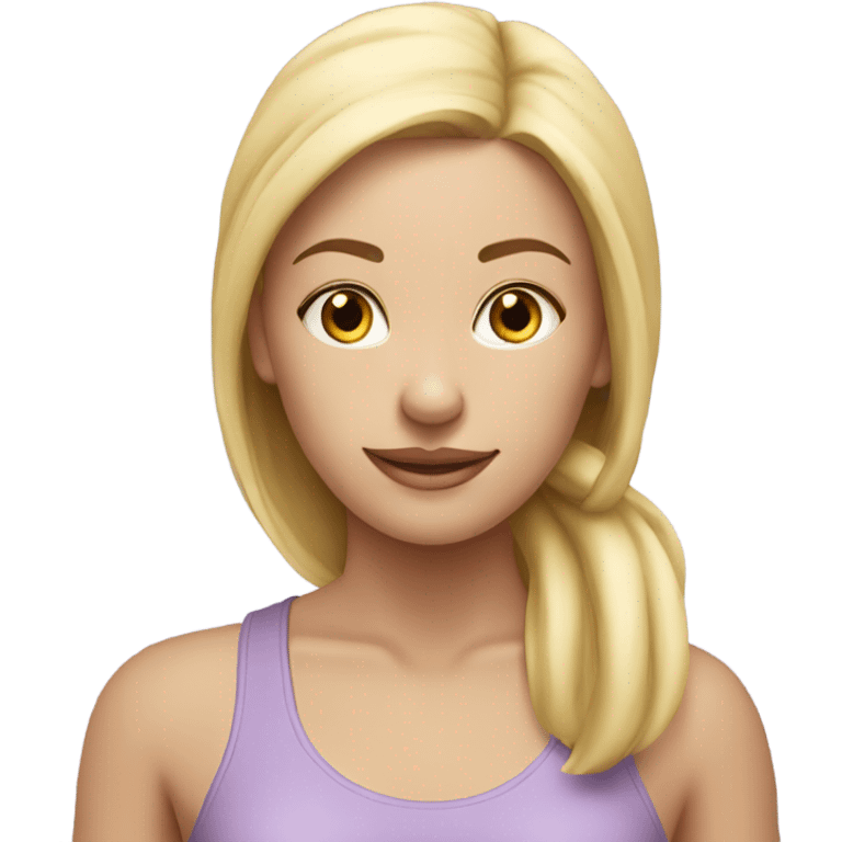 blonde yoga girl light purple clothes n emoji