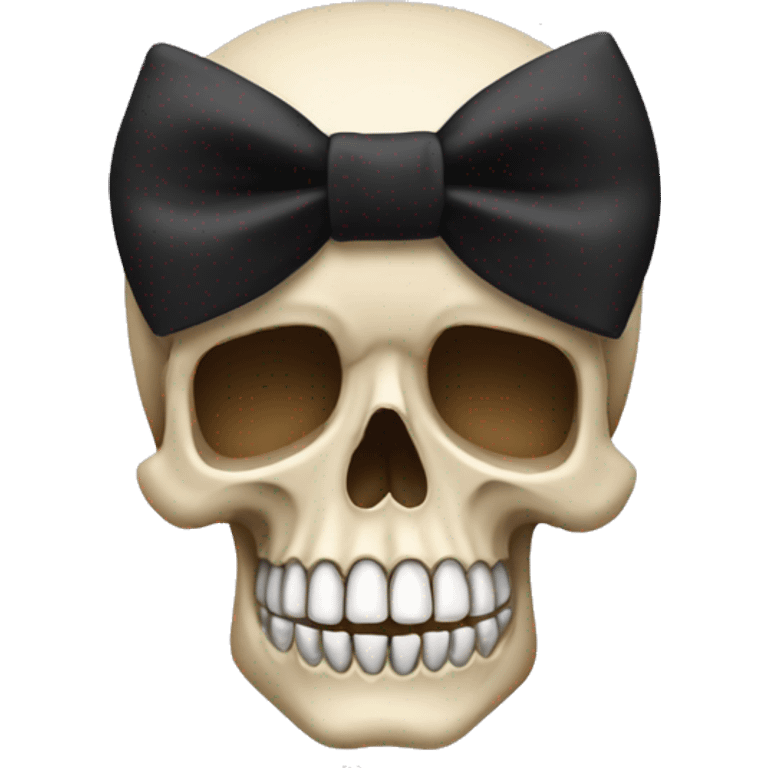 skull emoji with black bow emoji