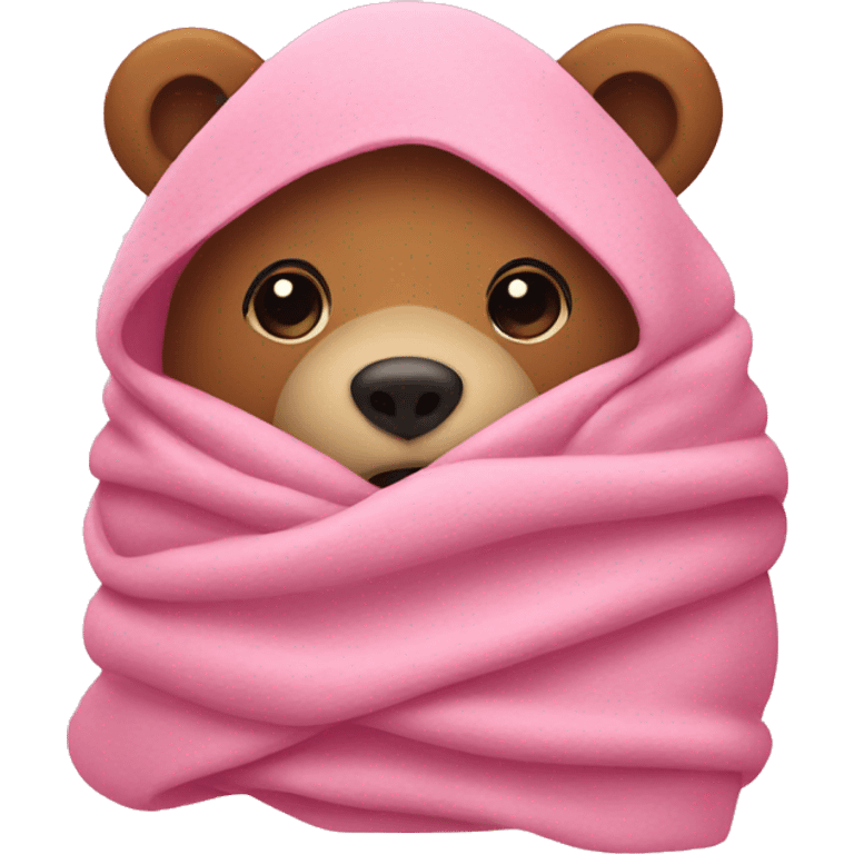 bear wrapped in pink blanket emoji