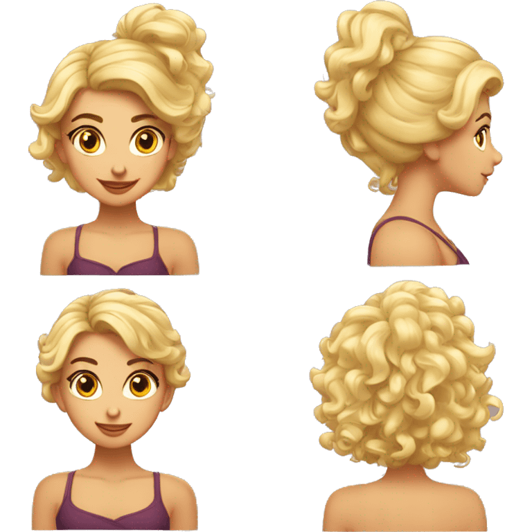 Chica morena con pelo rizado discutiendo con chica rubia con pelo rizado emoji