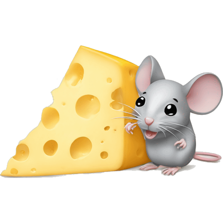 A mouse and a rat eating cheese emoji